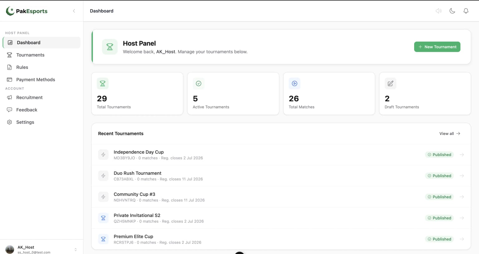 Host Dashboard